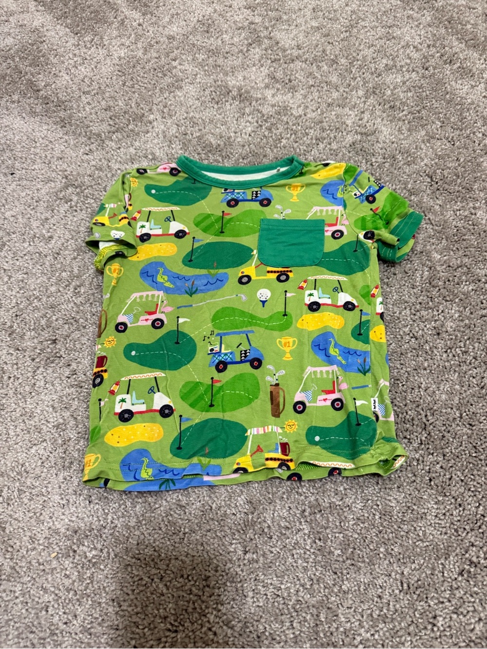Little Sleepies Play Pocket Tee in Fairway Fun